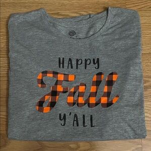 Gray Happy Fall Y'all Short Sleeve Tee